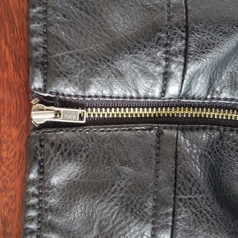 FREE PEOPLE Faux Leather Black Mini Skirt “Zip To It” | SIZE 2 - Picture 10 of 13